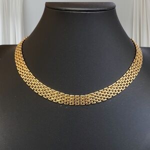 Vintage Gold Tone Panther Link Necklace 18"